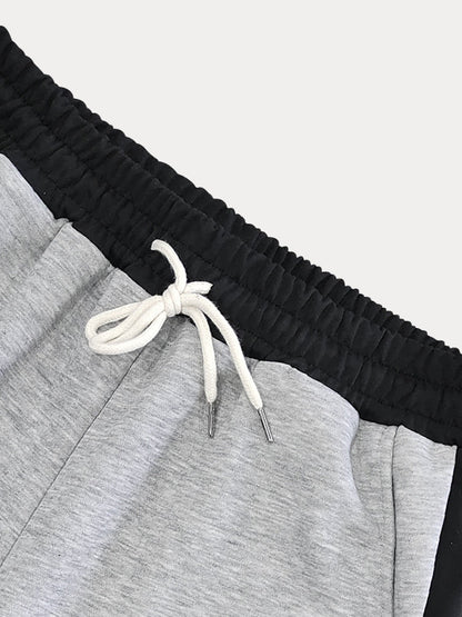 Casual Contrast Color Drawstring Jogger Pants