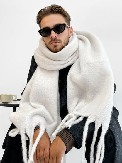 Soft Thick Mohair Tassel Scarf