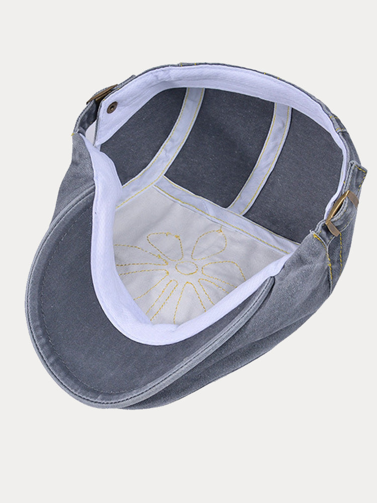 Unique Washed Ripped Denim Beret Hat