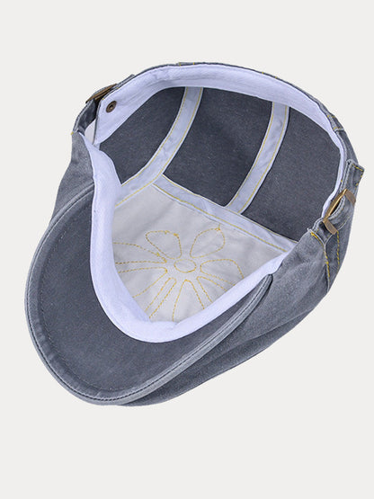 Unique Washed Ripped Denim Beret Hat