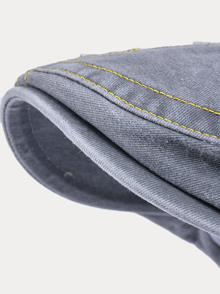 Unique Washed Ripped Denim Beret Hat