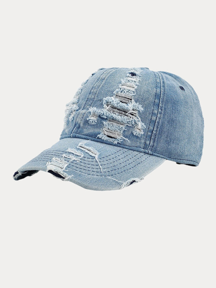 Ripped Distressed Denim Baseball Cap