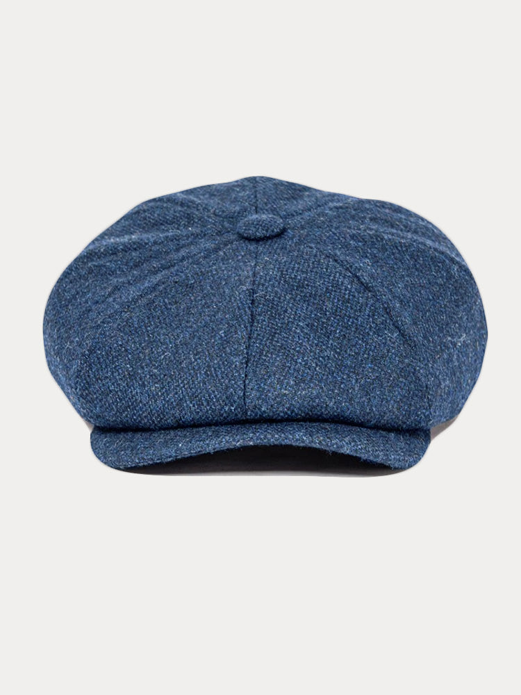 Vintage Herringbone Wool Blend Beret Hat