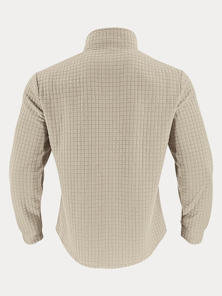 Casual Checkered Stand Collar Sweatshirt