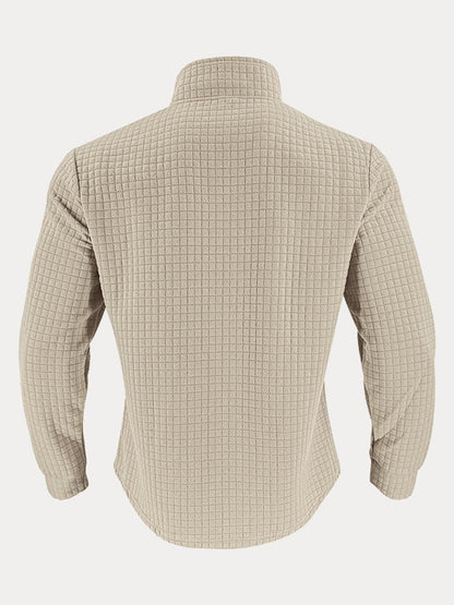 Casual Checkered Stand Collar Sweatshirt