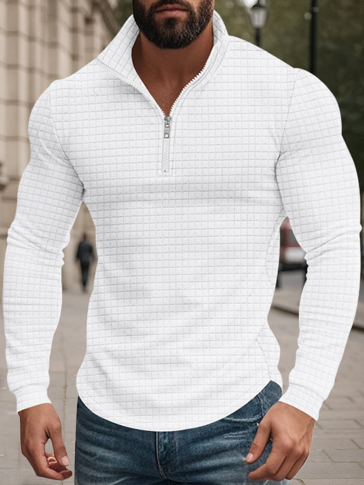 Casual Checkered Stand Collar Sweatshirt