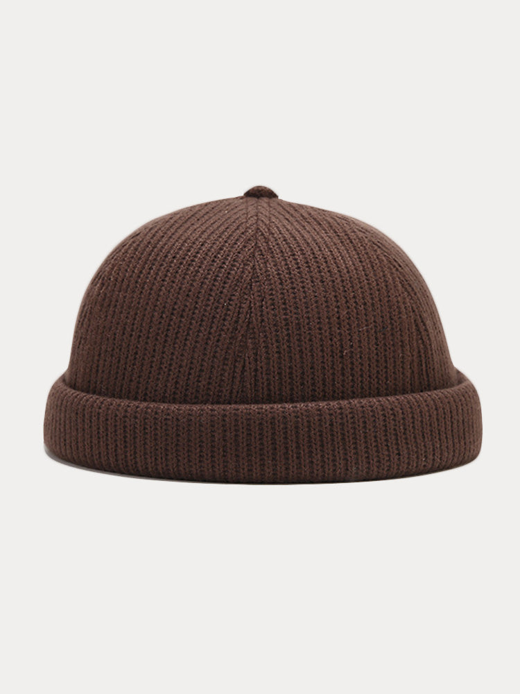 Vintage-Inspired Knit Brimless Beanie Hat
