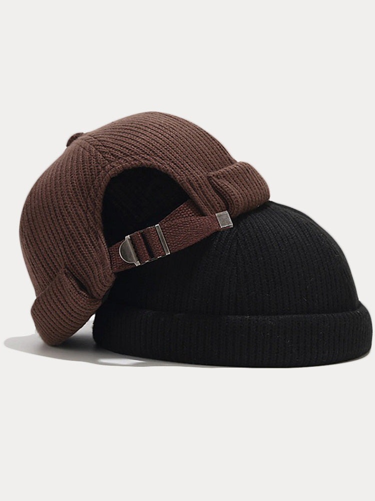 Vintage-Inspired Knit Brimless Beanie Hat