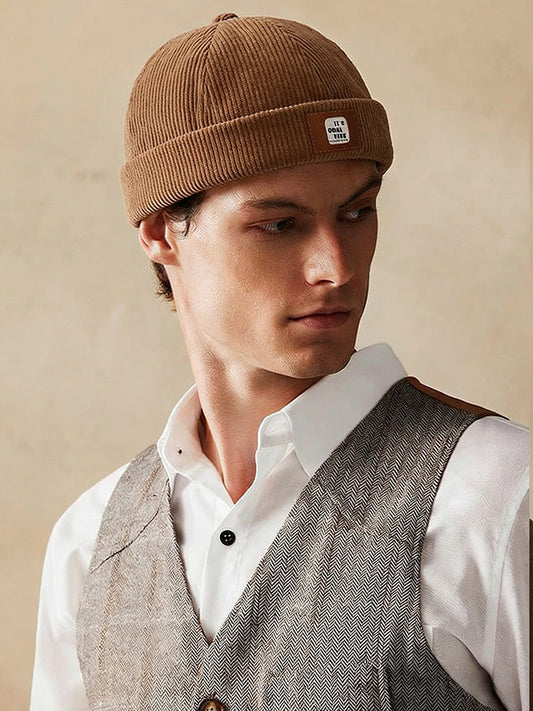 Vintage Corduroy Beanie Brimless Cap