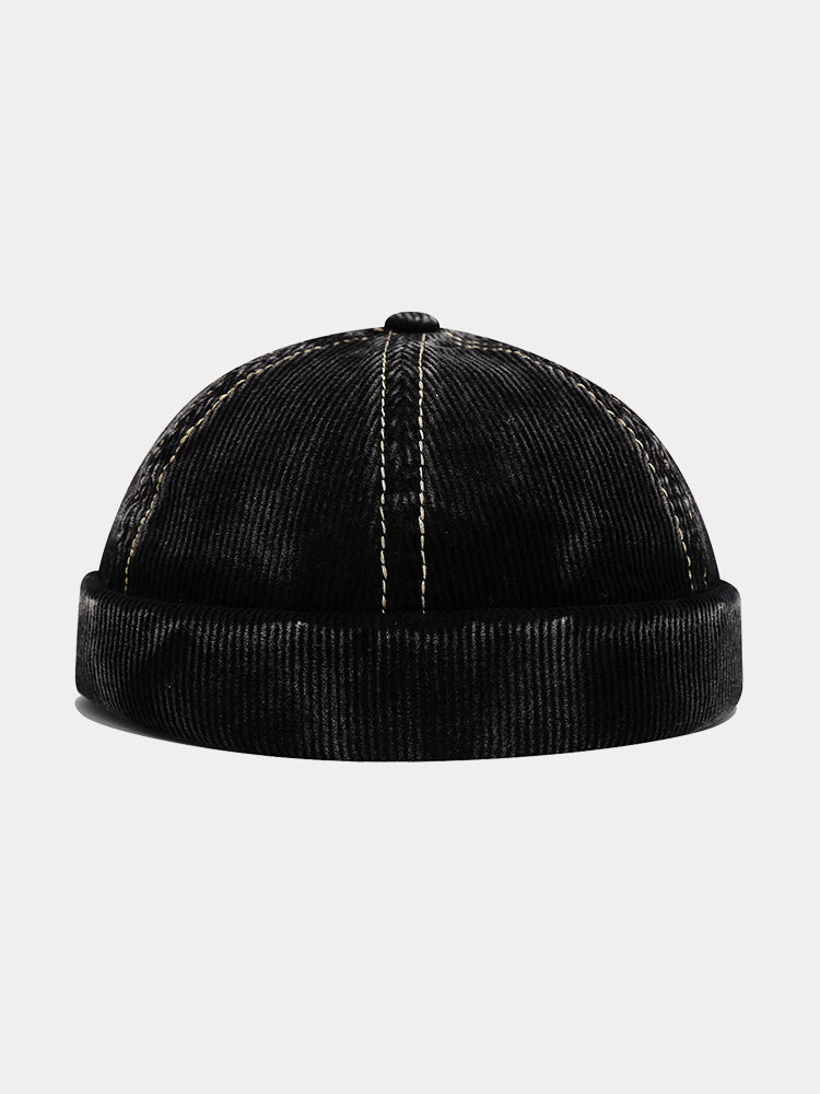 Retro Distressed Corduroy Brimless Hat