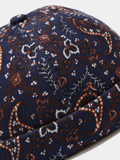 Vintage Paisley Print Brimless Cap