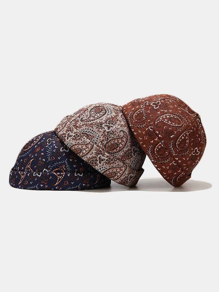 Vintage Paisley Print Brimless Cap