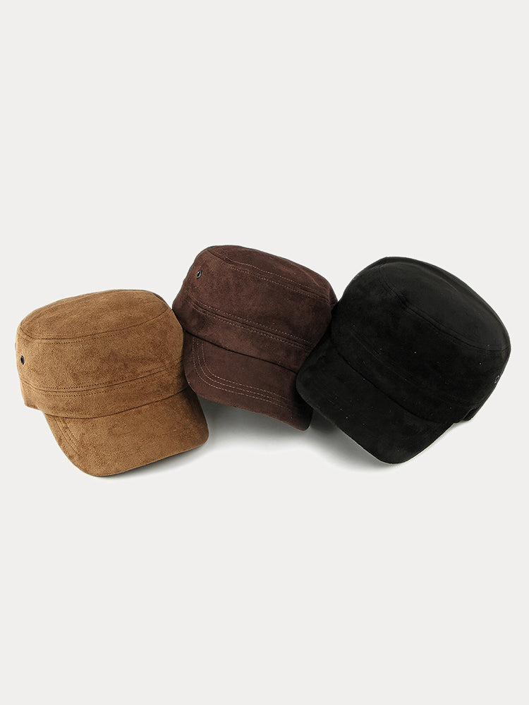 Casual Vintage Style Suede Army Caps