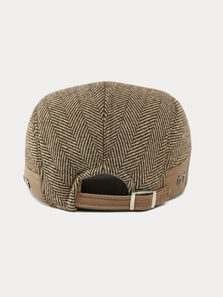 Outdoor Herringbone Ear Protection Warm Flat Cap