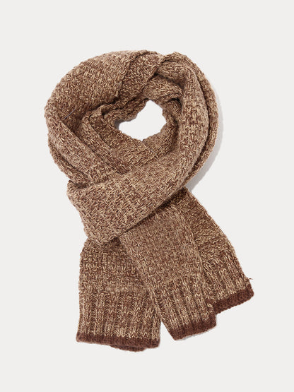 Two-Tone Knit Gloves Beanie Scarf 3-in-1 Set
