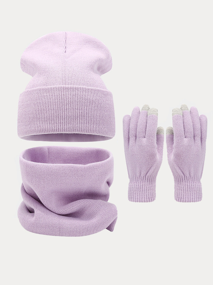 Ultra-Soft Knit Beanie Gloves Neck Warmer 3-in-1 Set