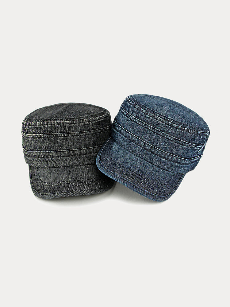 100% Cotton Washed Denim Army Caps