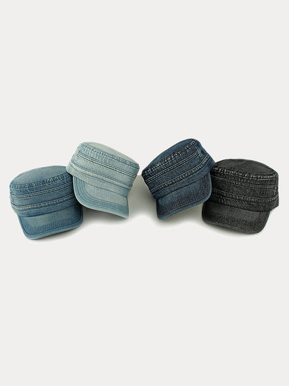 100% Cotton Washed Denim Army Caps