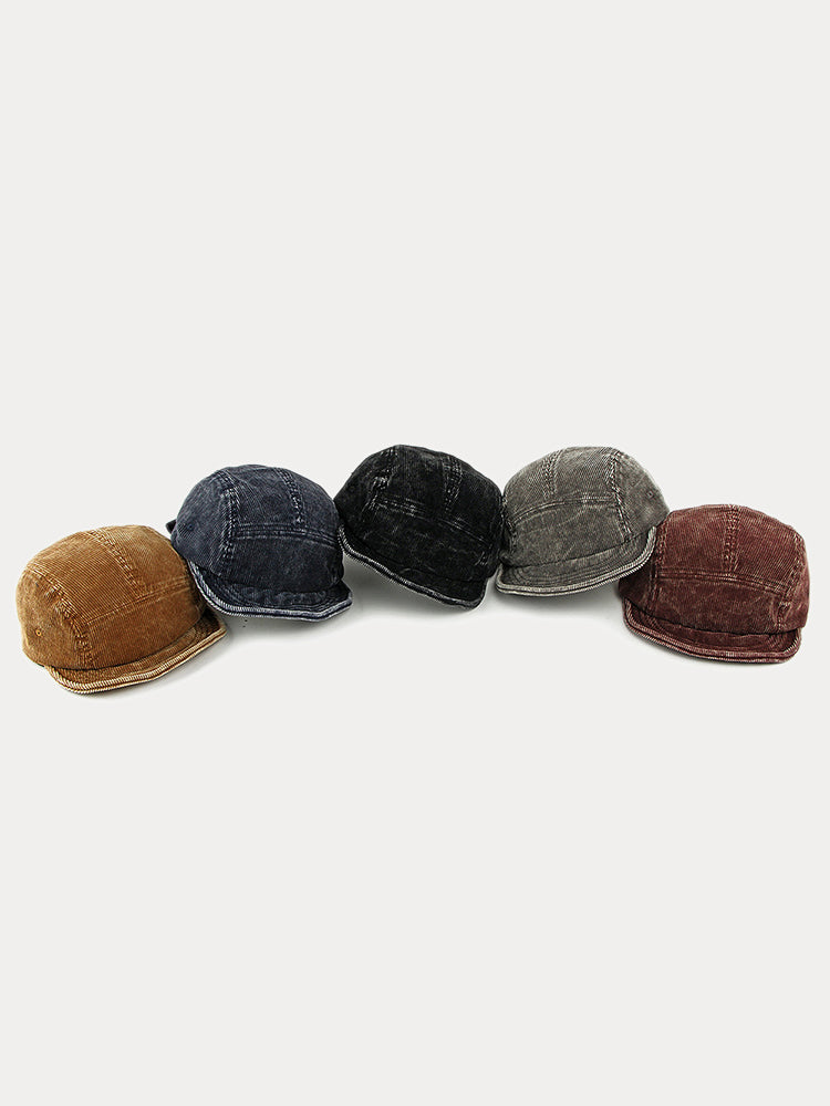 Stylish Corduroy Short-Brimmed Baseball Cap