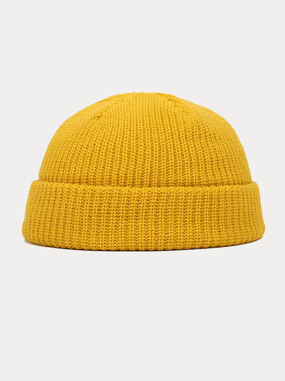 Versatile Simple Ribbed Knit Beanie Hat