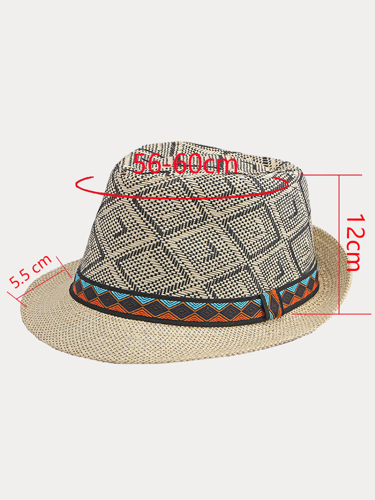 Western Cowboy Straw Sunshade Fedora Hat