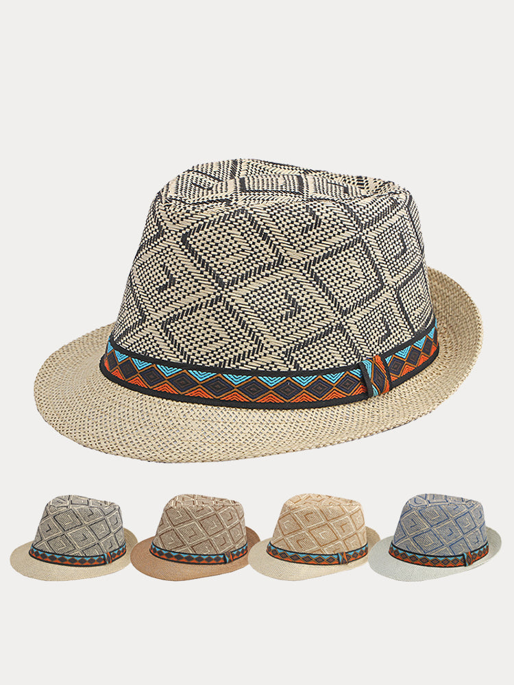 Western Cowboy Straw Sunshade Fedora Hat