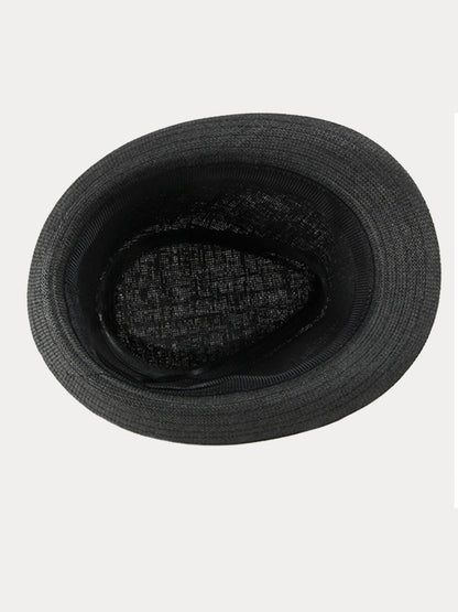 Stylish Buckled Leather Strap Fedora Hat