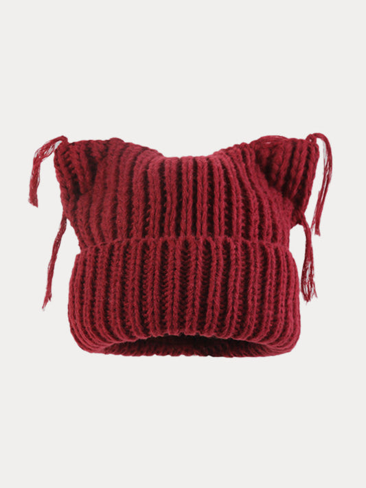 Unique Cats Ear Tassels Knit Beanie
