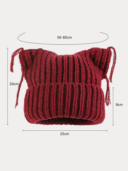 Unique Cats Ear Tassels Knit Beanie