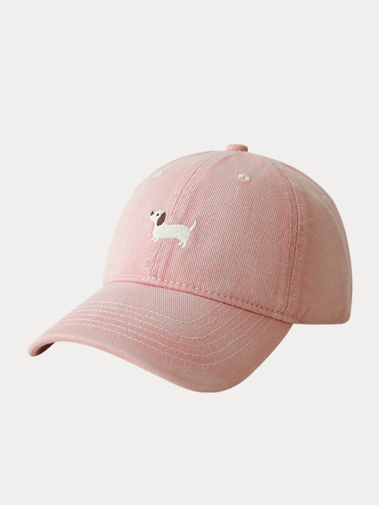 Casual Embroidered Sausage Dog Cotton Baseball Cap