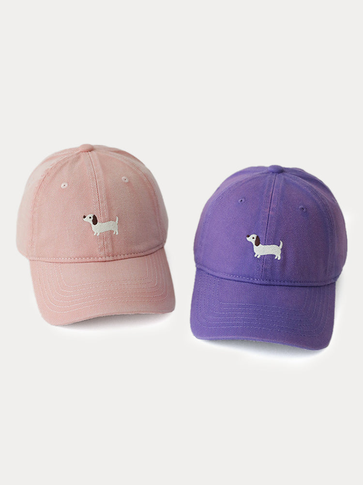 Casual Embroidered Sausage Dog Cotton Baseball Cap