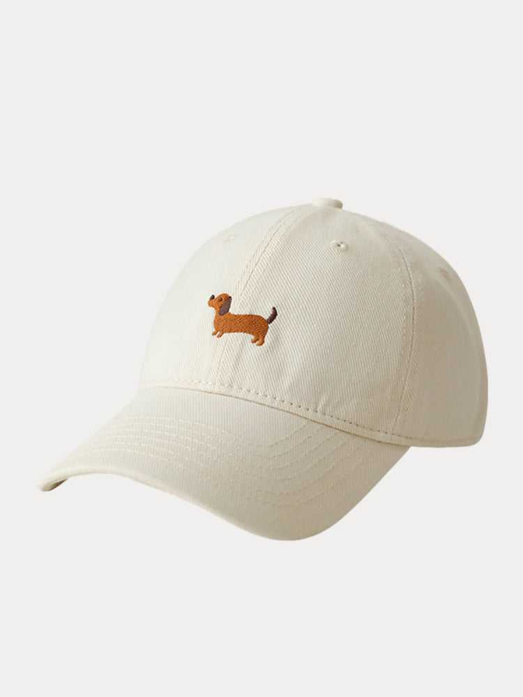 Casual Embroidered Sausage Dog Cotton Baseball Cap