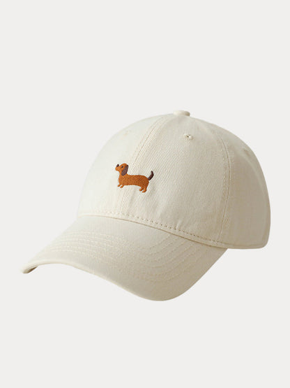 Casual Embroidered Sausage Dog Cotton Baseball Cap