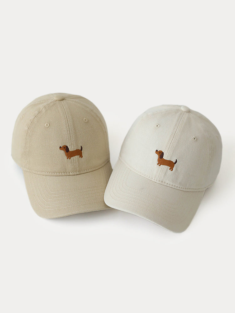 Casual Embroidered Sausage Dog Cotton Baseball Cap