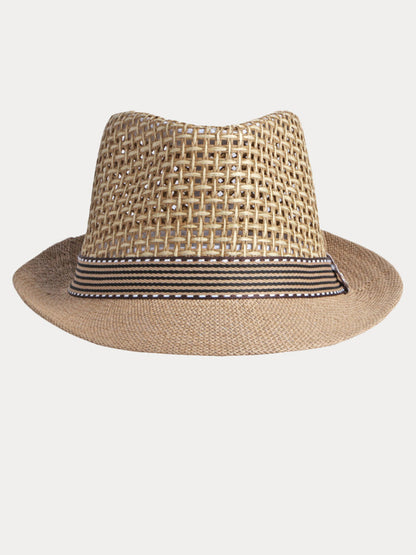 Stylish Woven Straw Fedora Hat