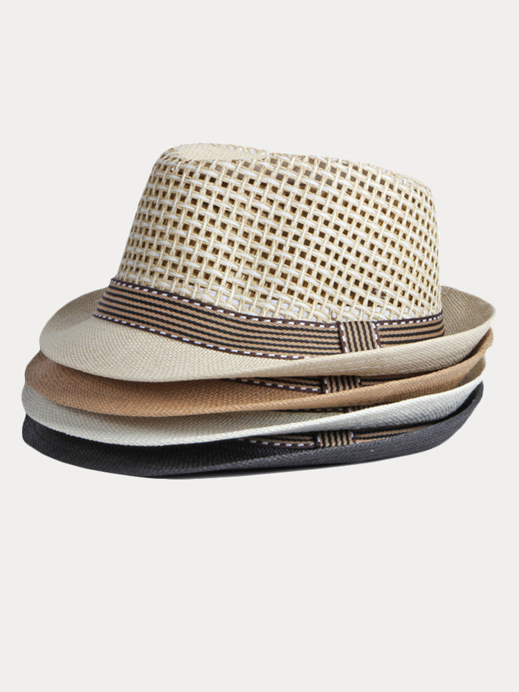Stylish Woven Straw Fedora Hat