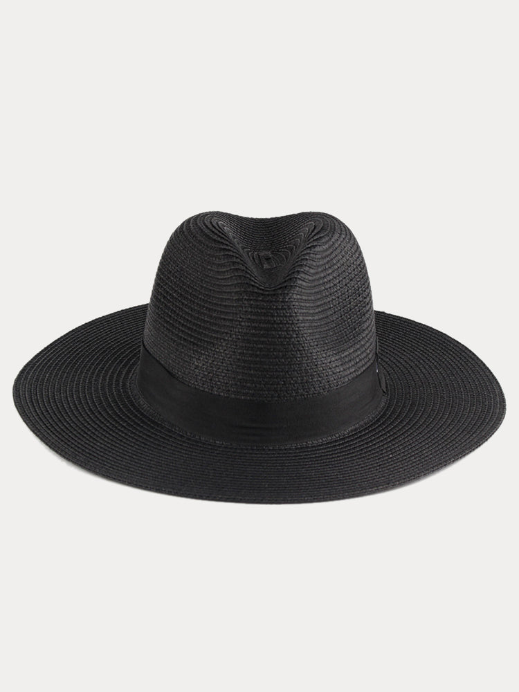 Wide Brim Sun Protection Woven Straw Fedora Hat
