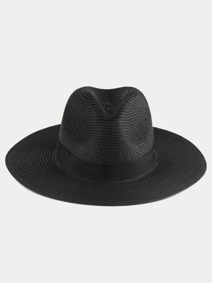 Wide Brim Sun Protection Woven Straw Fedora Hat