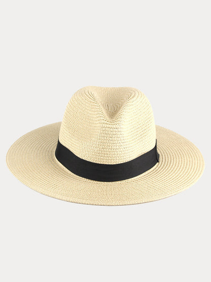 Wide Brim Sun Protection Woven Straw Fedora Hat
