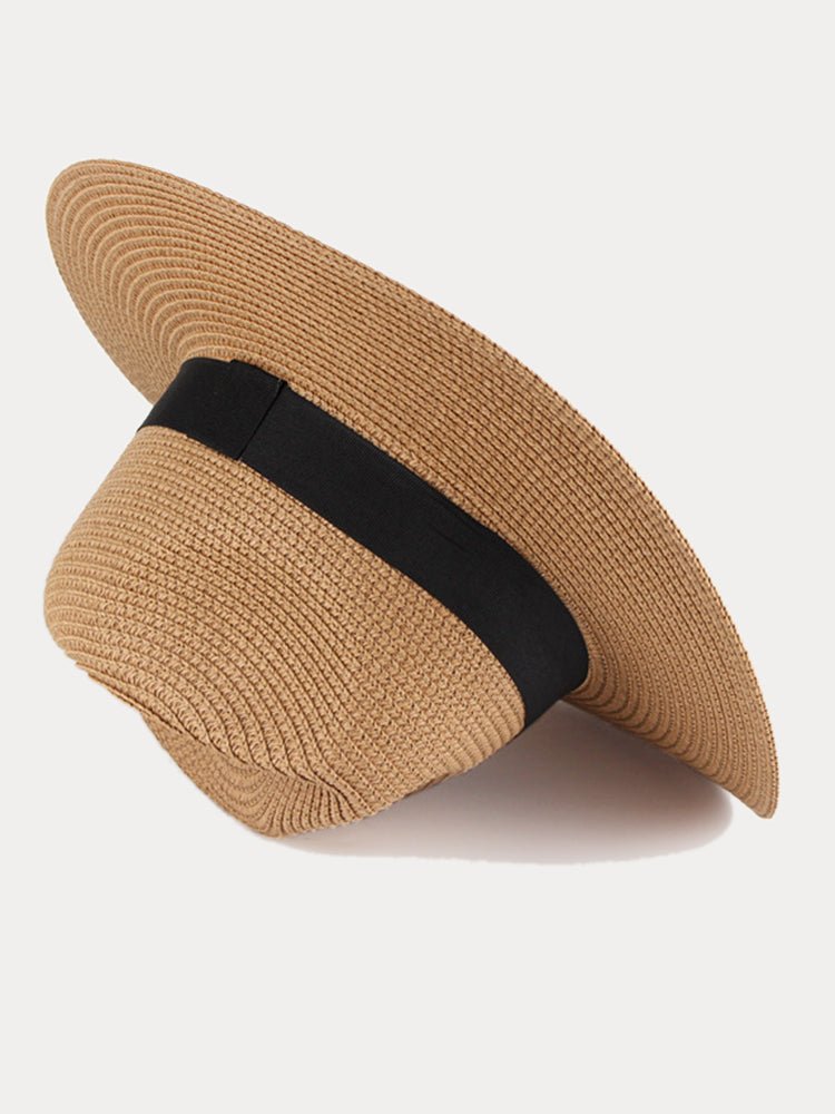 Wide Brim Sun Protection Woven Straw Fedora Hat