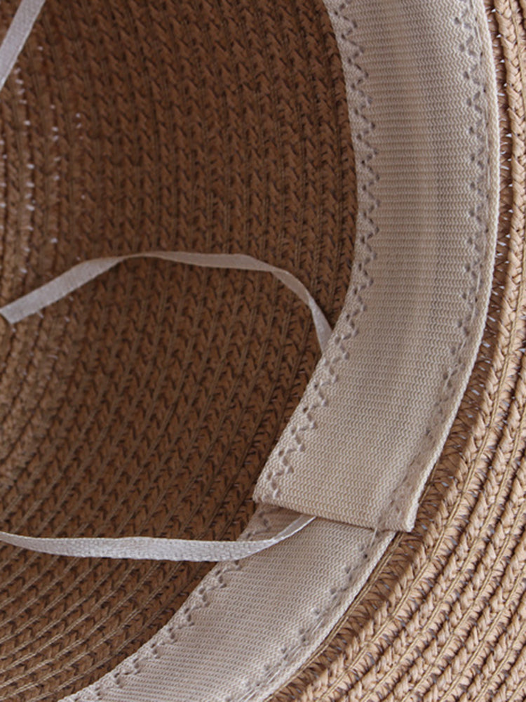 Wide Brim Sun Protection Woven Straw Fedora Hat
