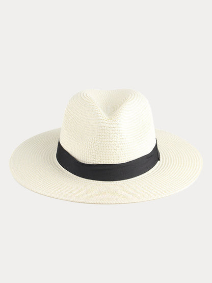 Wide Brim Sun Protection Woven Straw Fedora Hat