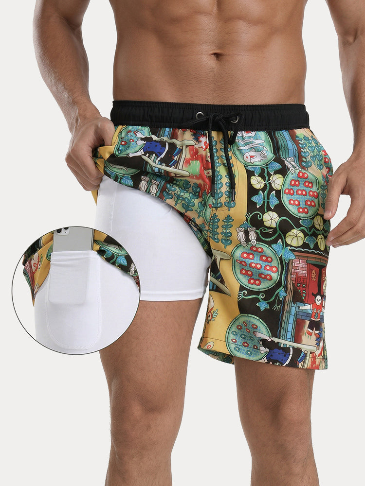 Vacation Casual Printed Swim Trunks