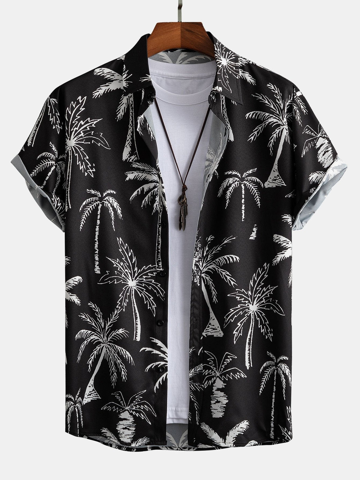 Palm Tree Print Button-Up Shirt & Swim Shorts