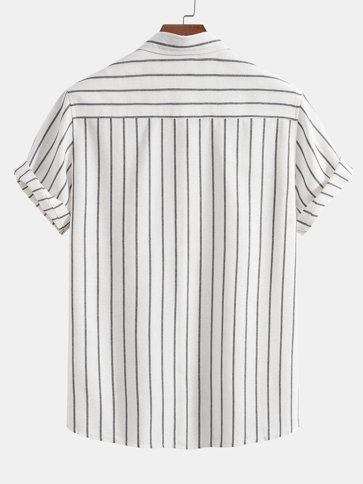 Cotton Blend Striped Button-Up Shirt