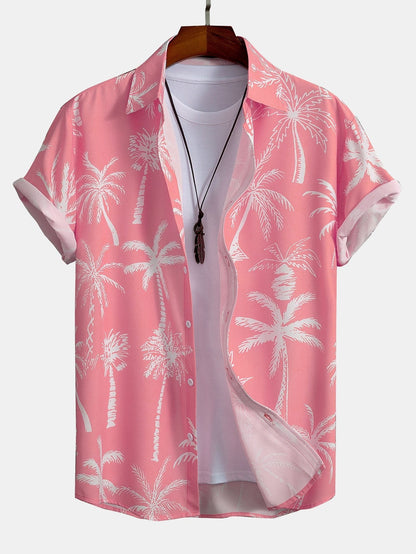 Palm Tree Print Button-Up Shirt & Swim Shorts