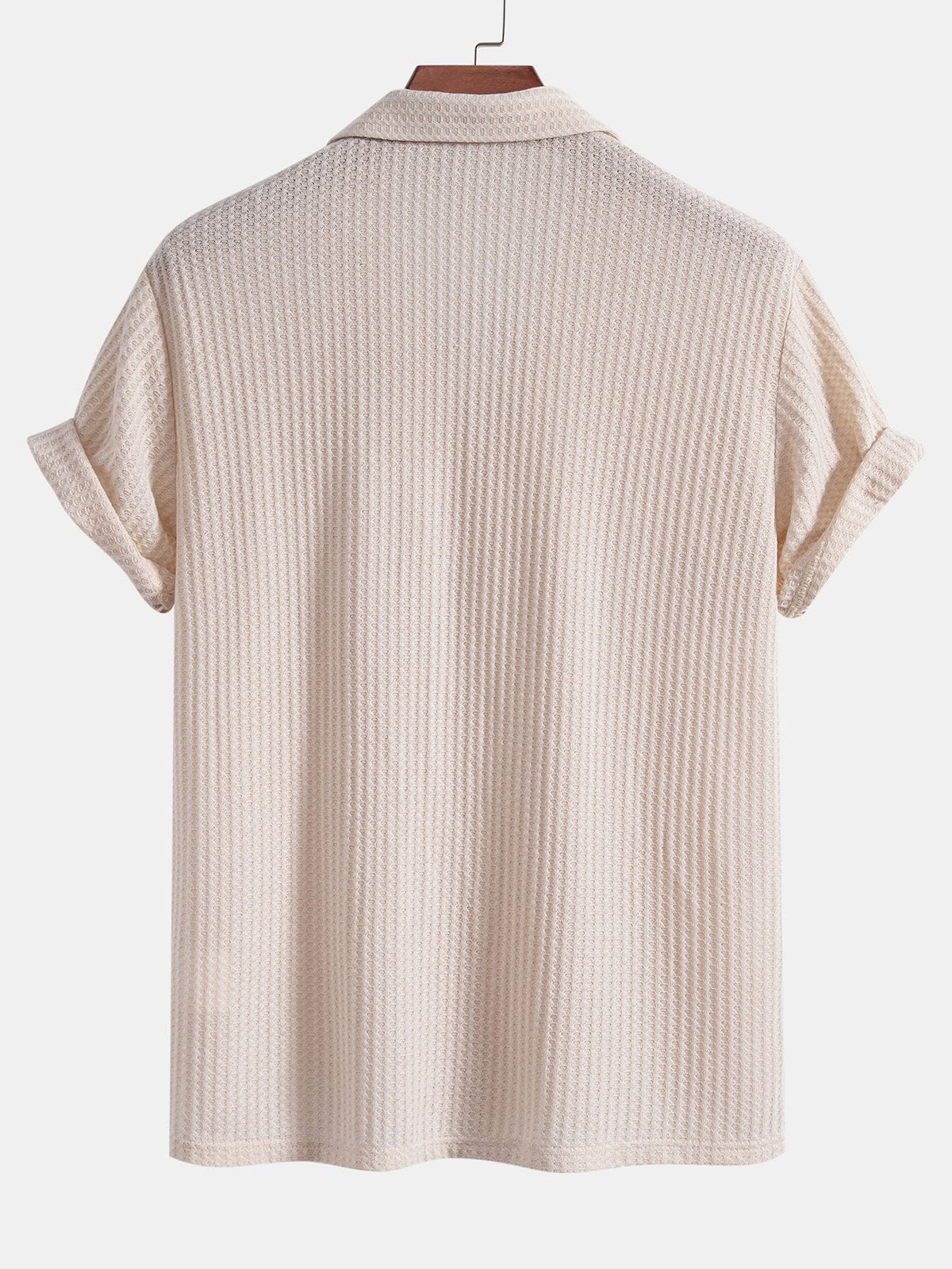 Short Sleeve Knit Waffle Cuban Shirt & Straight Linen Pants