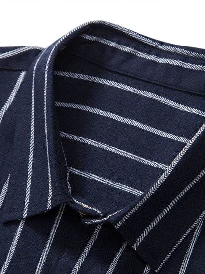 Cotton Blend Striped Button-Up Shirt