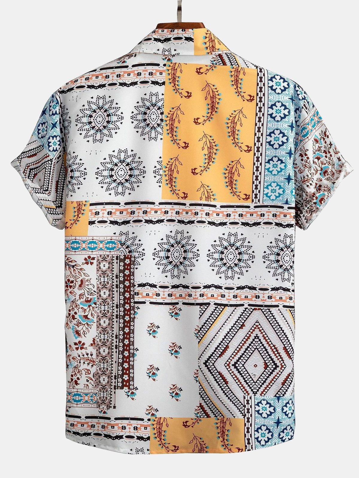 Scarf Print Button-Up Shirt & Swim Shorts