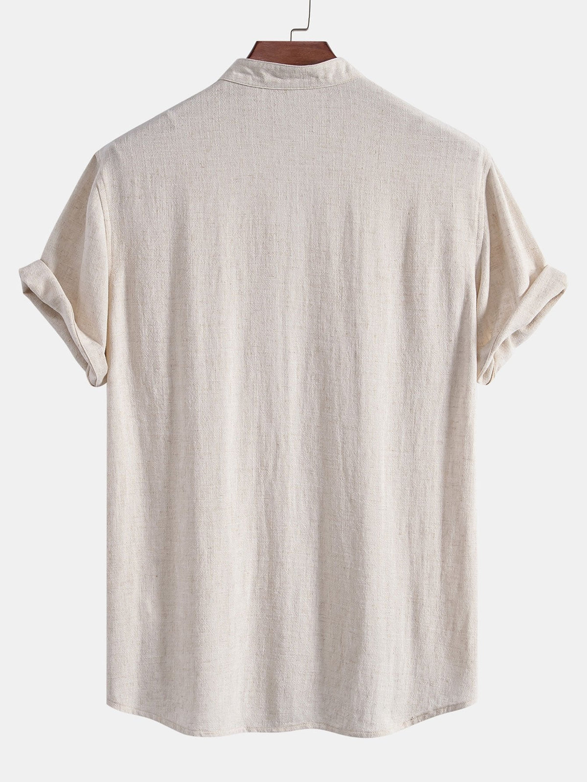 V-Neck Linen-Rayon Blend Shirt & Straight-Leg Linen Pants